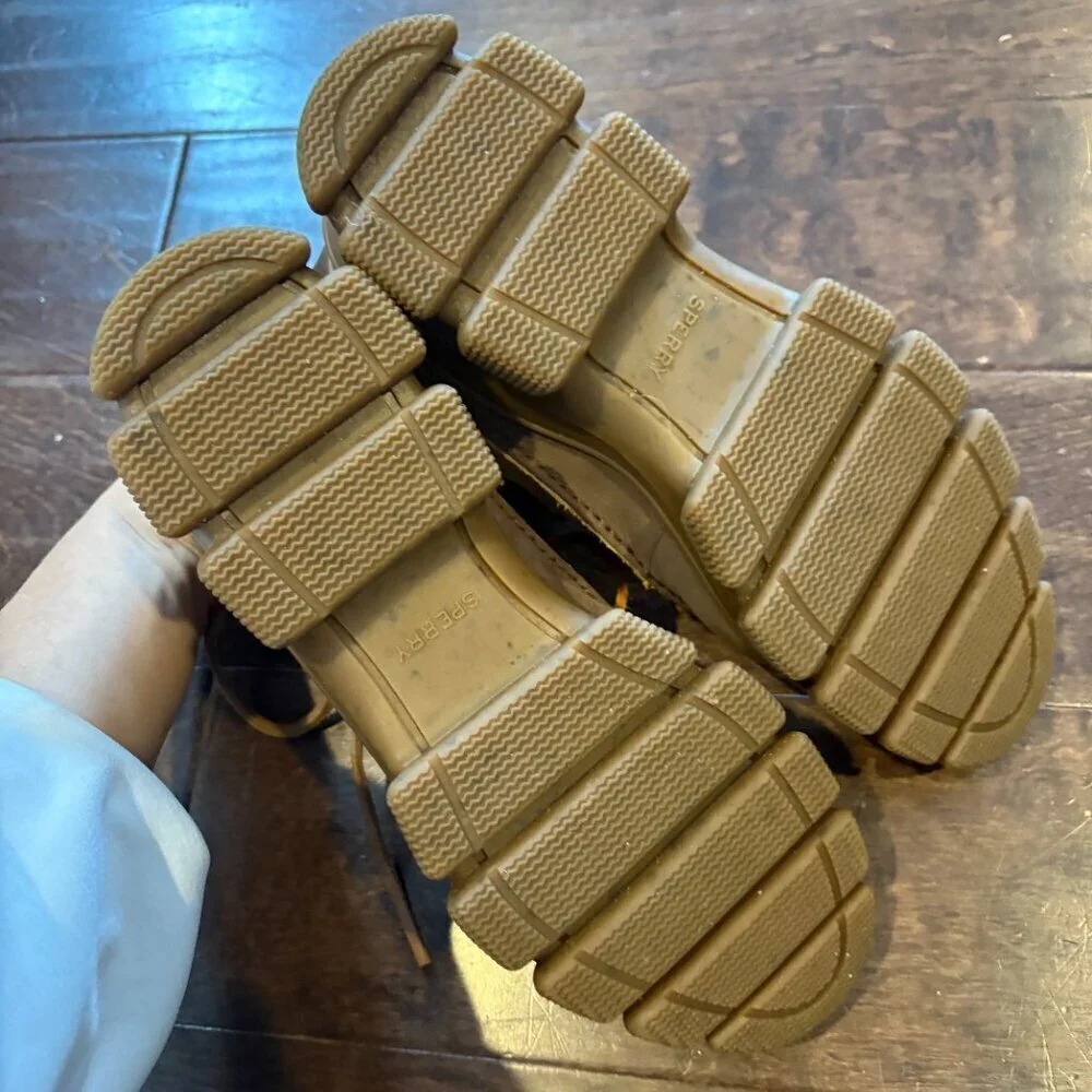 Sperry Summit tan leather rain boots